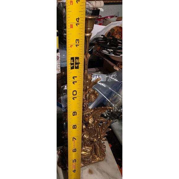 Pair of Antique Ormolu and Marble Colonial Style Candleholders - Picture 7 of 11